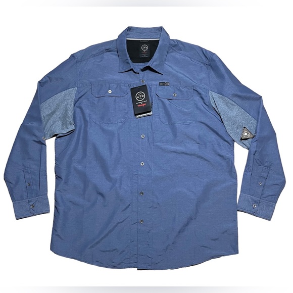 Wrangler Men’s ATG Regular Fit Long Sleeve Button Down Shirt NWT Sz 2XT - Picture 1 of 16